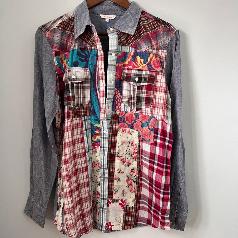 Sundance Colorful Patchwork Button Down Shirt - Picture 7 of 7